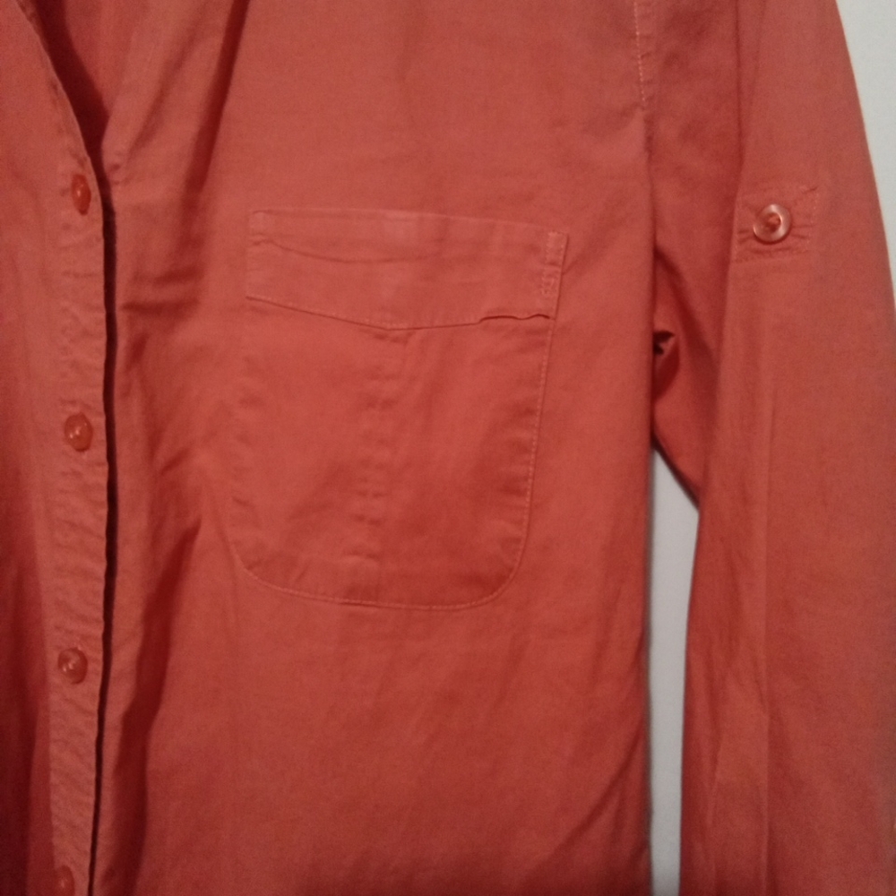 Caribbean Joe Women's Coral Long Sleeve Button Down Shirt - Size Medium - Picture 4 of 7